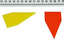 Gelbe und orangefarbene Markierungsstreifen (PMMA - 7,6 x 3,8 cm, Dicke 2,5 mm.)