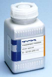 Silver special fingerprint powder, 250 ml jar