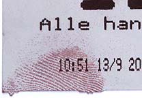 Detail aus dem ThermaNin-behandelten Nummernticket.