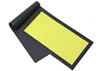 Folder with yellow coater. The coating area is large enough for shoes size 51 EU/15 US.