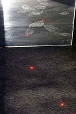 Use two laser pointers to indicate the shoeprint on the floor