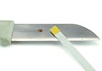 Small knife with suspicious stain to be tested with Hemastix.