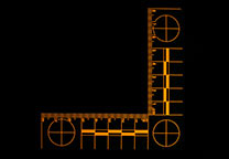 Orange, fluorescent L-scale, fluorescing (UV light, 455 nm filter)