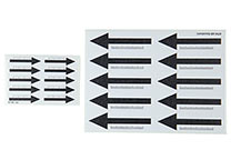 Sätze von selbstklebenden Pfeilen (schwarz auf weiß) in zwei Größen (H-21000 und H-21100)